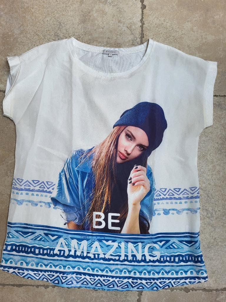 Mooi bloesje mt Large, Kleding | Dames, Blouses en Tunieken, Ophalen of Verzenden, Gedragen, Maat 42/44 (L), Blauw