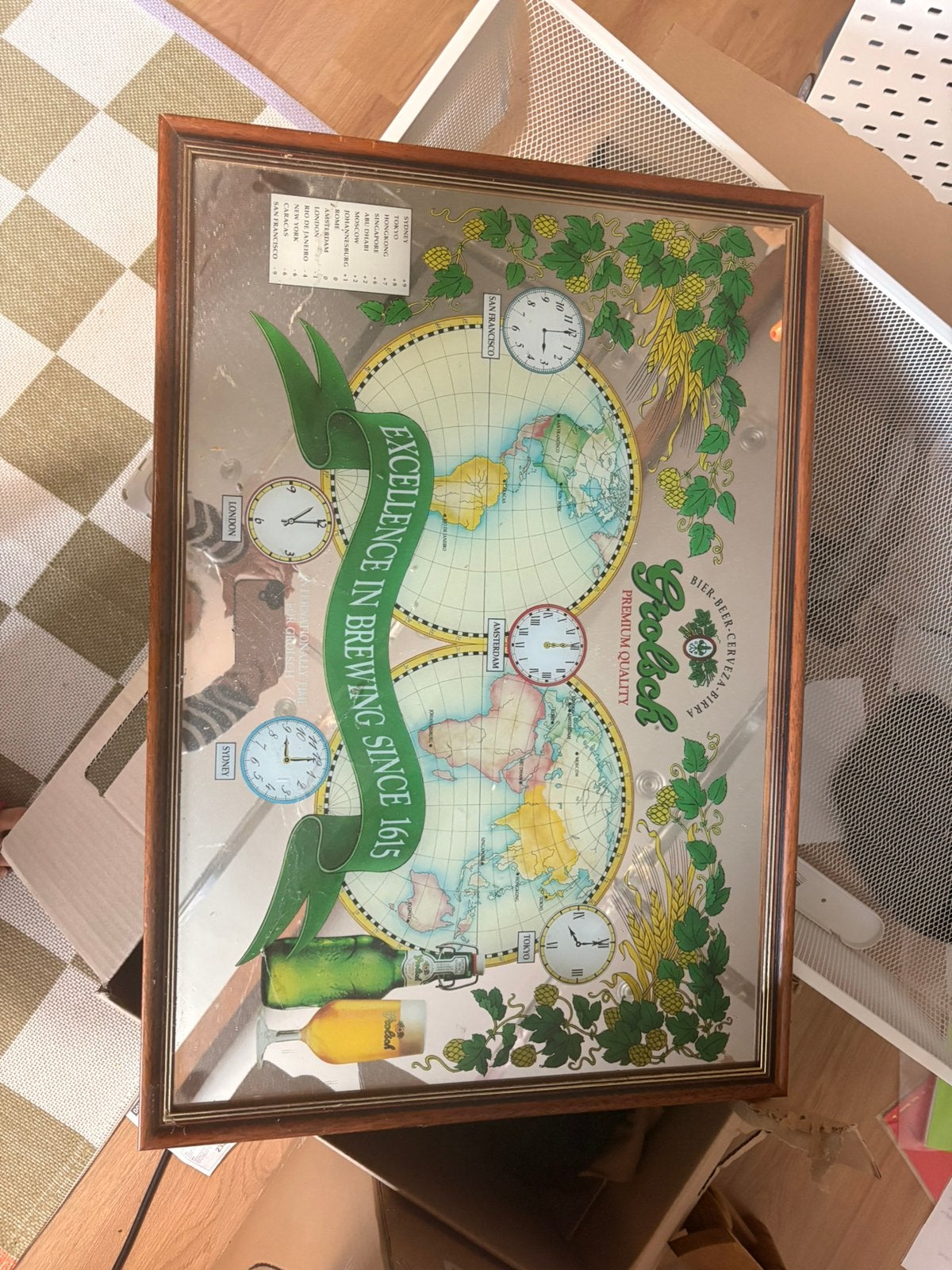 Grolsch reclame spiegel, Antiek en Kunst, Ophalen, Geschiedenis