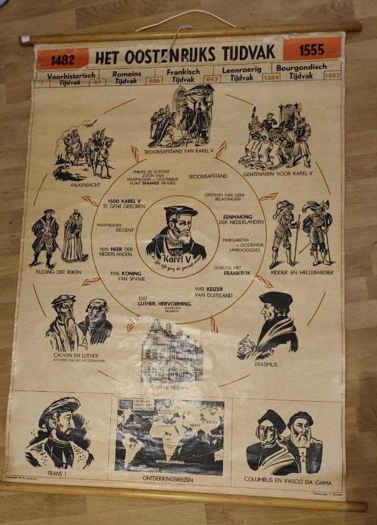 Oude schoolkaart Het Oostenrijks tijdvak, Enlèvement, Histoire
