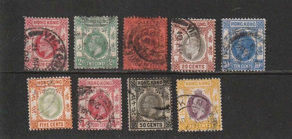 Diverse zegels Hong Kong King George V, Ophalen of Verzenden, Gestempeld, Oost-Azië