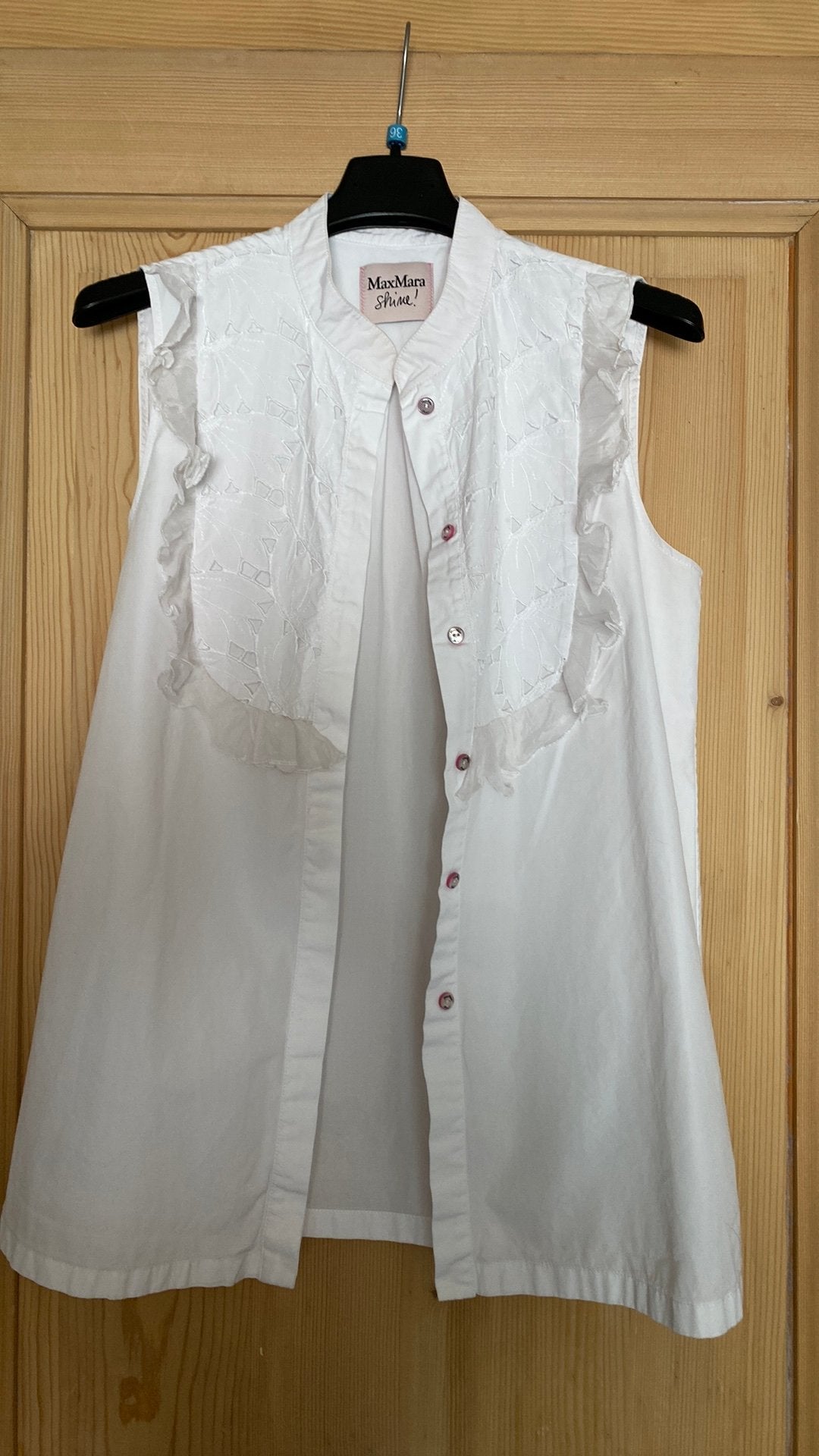 Max Mara shine wit mouwloos bloesje maat 34/36, Kleding | Dames, Ophalen, Zo goed als nieuw, Maat 36 (S), Wit