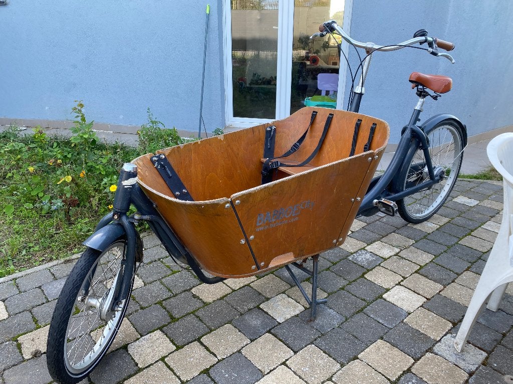Bamboe Bakfiets, Gebruikt, Opvouwbaar, 1 kind, Schijfrem