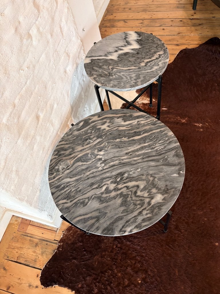 Bijzettafel duo marmer, Overige materialen, Minder dan 55 cm, Rond, Zo goed als nieuw