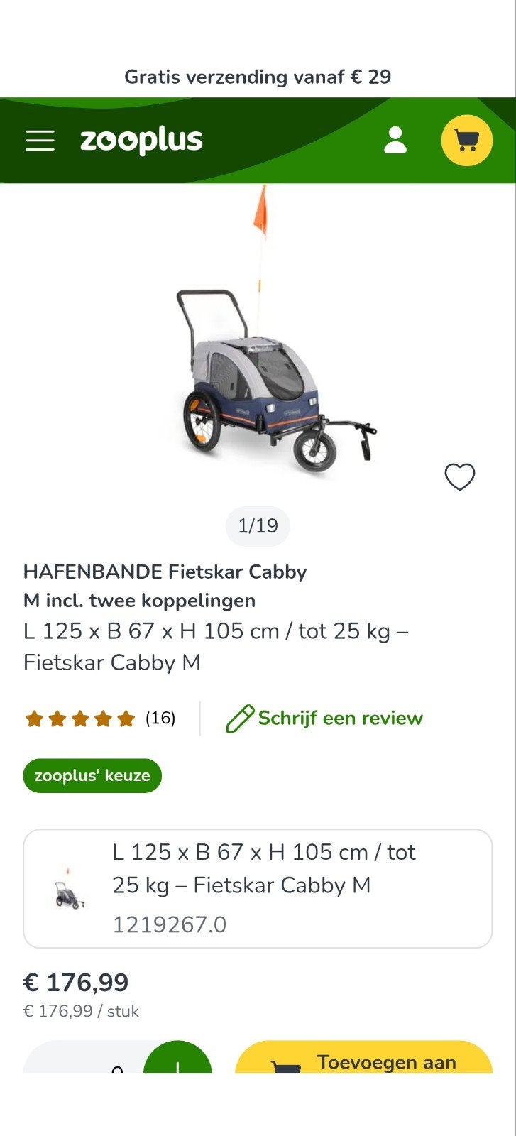 hondenfietskar/jogger, Dieren en Toebehoren, Ophalen, Hondenfietskar