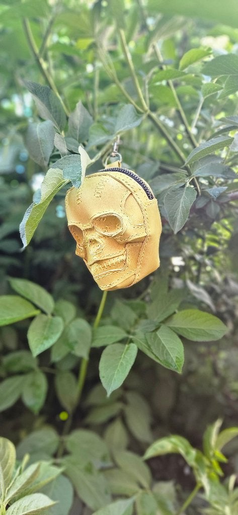 Leren skull portemonnee., Overige merken, Geel, Nieuw, Ophalen of Verzenden