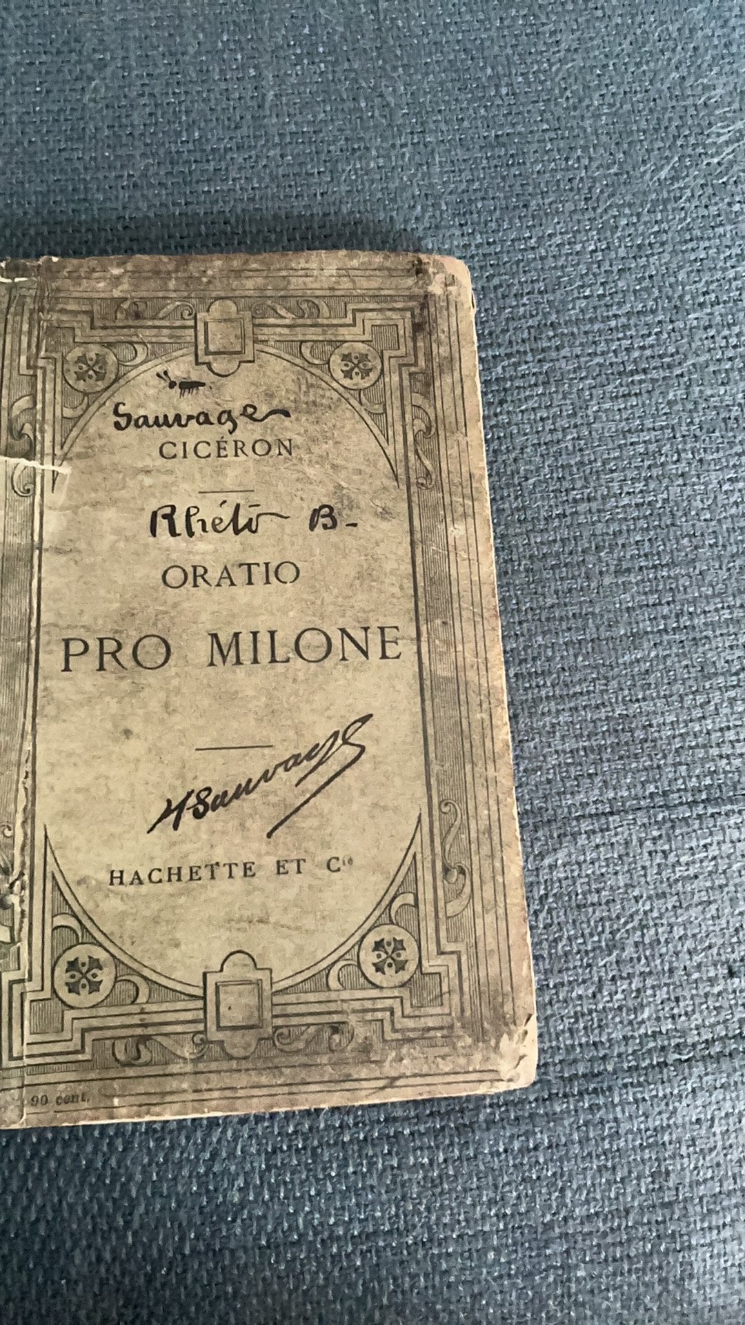 Cicéron- Oratio pro Milone, avec billet WoL rose unique 1916, Enlèvement ou Envoi