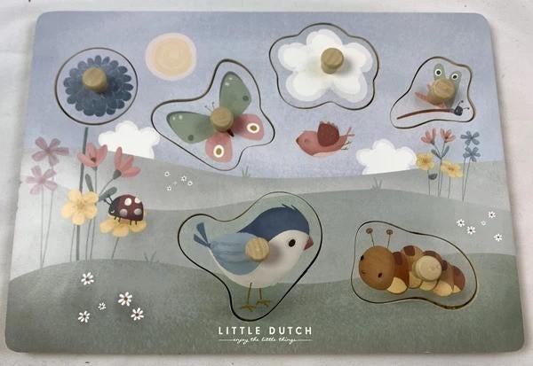 Puzzle tactile en bois Little Dutch Puzzle de fleurs et de p, Envoi, Moins de 500 pièces, Comme neuf, Puzzle