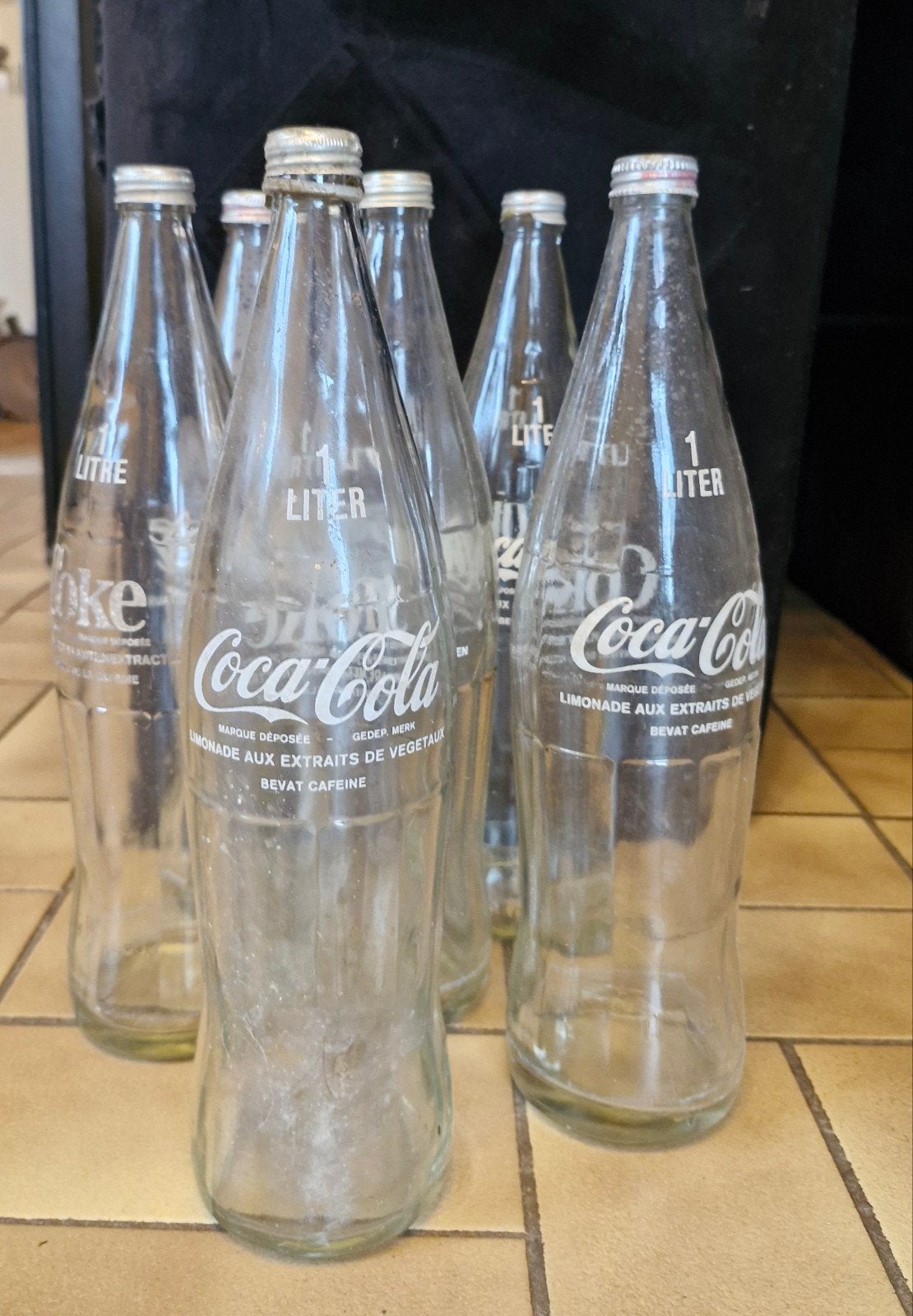 vintage 1-liter glazen Coca-Cola-flessen, Vintage, Ophalen, Gebruikt