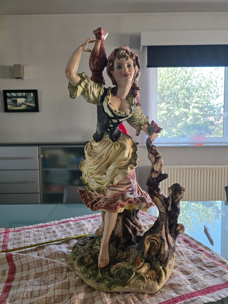 2x 70 cm Groot vintage beeld dame plus man, Statue, Pierre ou céramique, 50 - 100 cm, Enlèvement