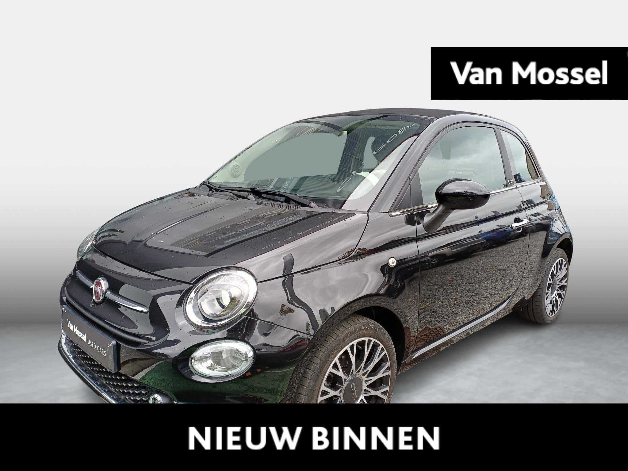 Fiat 500C 1.0 Hybrid 70 Lounge, Auto's, Fiat, Voorwielaandrijving, Gebruikt, Zwart, Cabriolet
