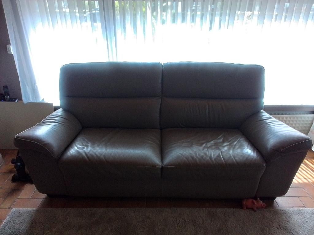 Zetel leder 3zit goede staat, Huis en Inrichting, Ophalen, Rustiek, 150 tot 200 cm, Driepersoons