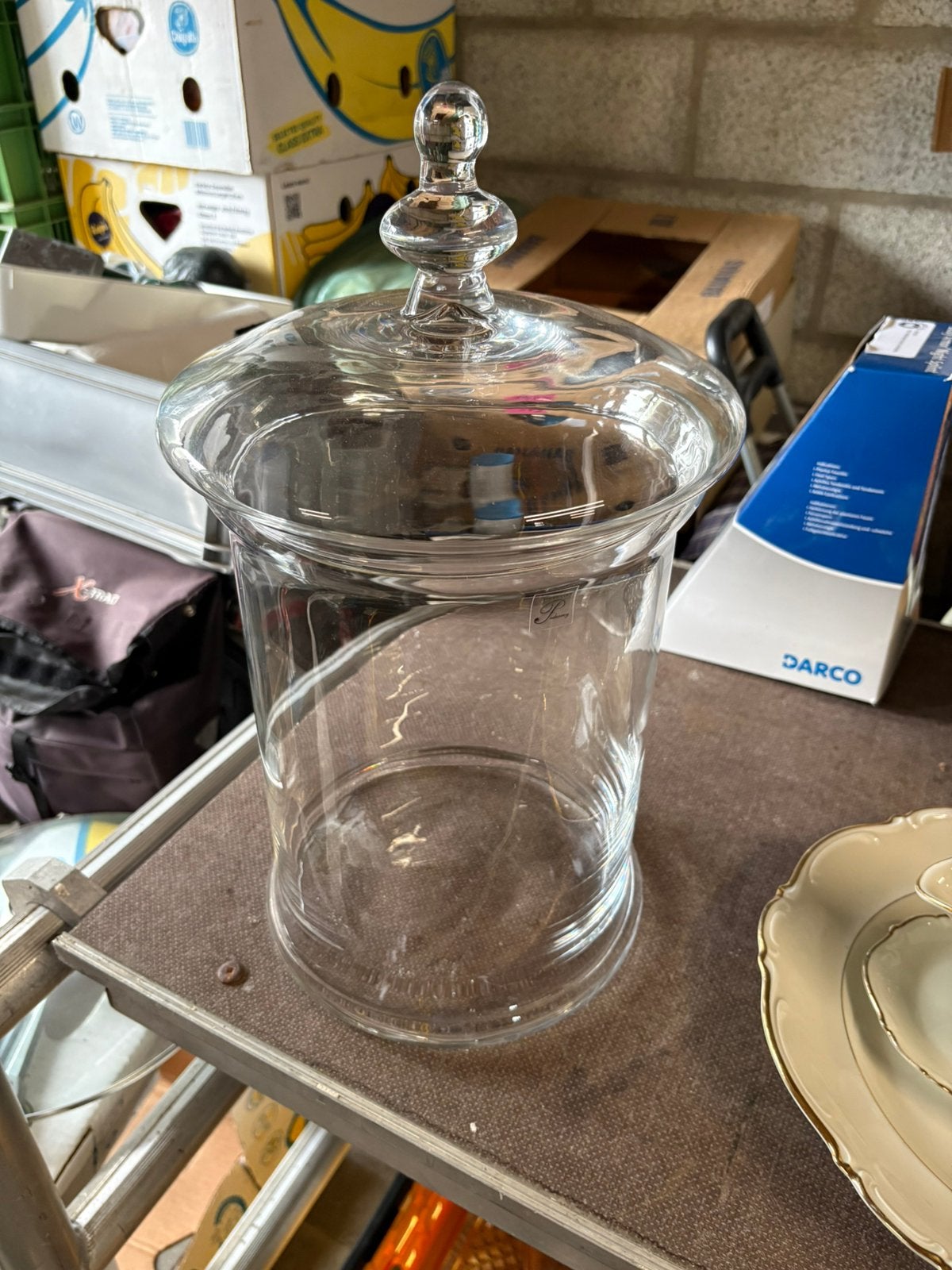 bocal de rangement en verre bocal à bonbons avec couvercle, Verre, Enlèvement, Comme neuf, Avec couvercle