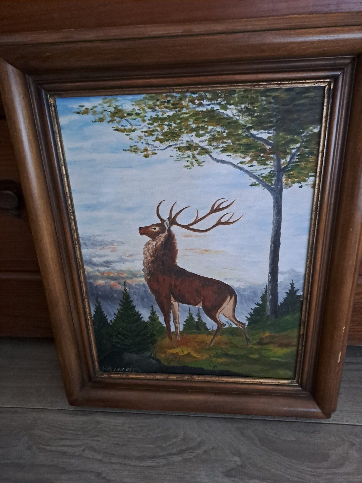 mooi hert op doek, Antiek en Kunst, Ophalen, Dieren, Doek