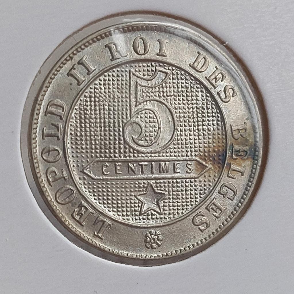 Munt / België / 5 centiemen / 1898 FR / PRACHTIG - UNC, Postzegels en Munten, Munten | België, Ophalen of Verzenden, Losse munt