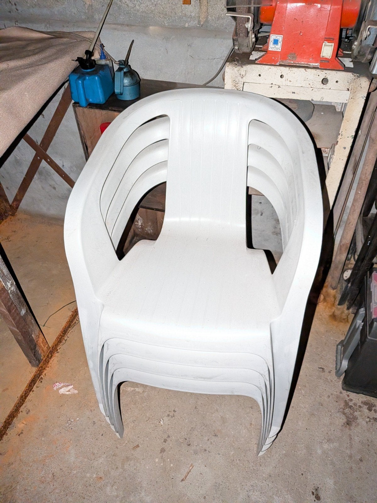 4 witte tuinstoelen plastic, Tuin en Terras, Tuinstoelen, Ophalen, Plastic