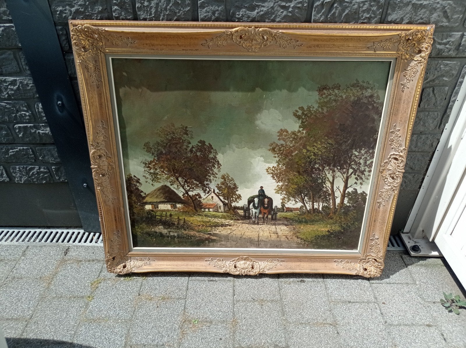 Schilderij goudkleurige kader 1m23op 1m05, Ophalen
