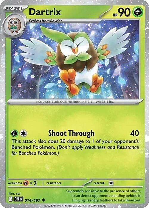 Dartrix(Cosmos Holo | Decidueye ex Box 014) exclusive, Ophalen of Verzenden, Zo goed als nieuw