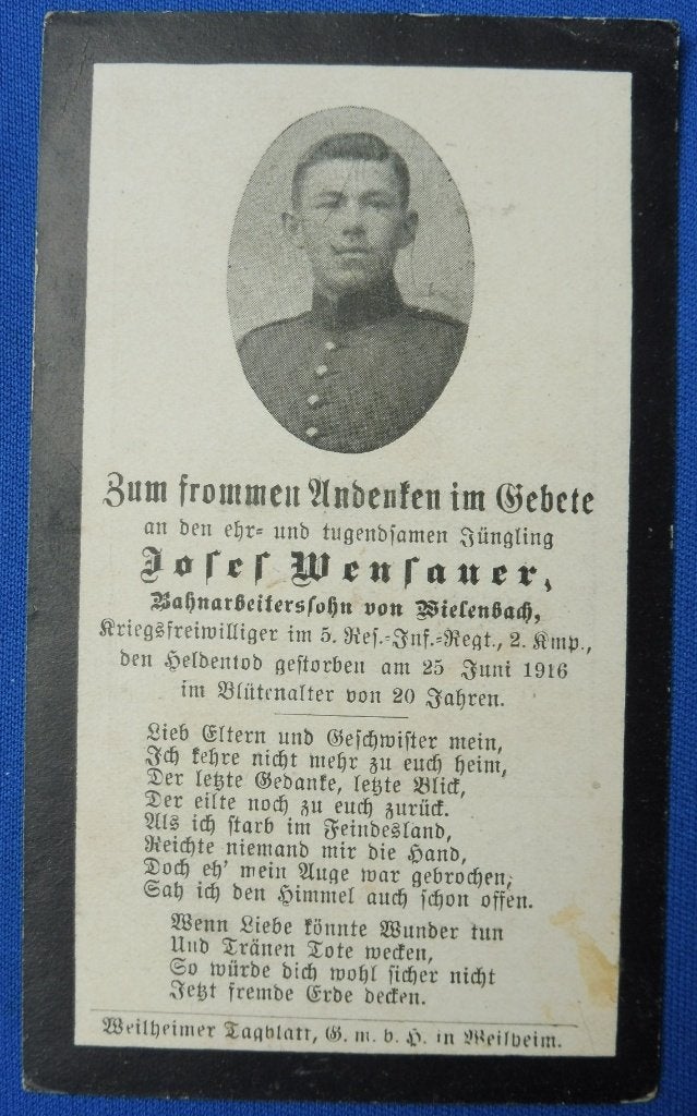 WO1 Duits bidprentje (Sterbebild) met Vlaamse geschiedenis, Verzenden, Landmacht, Overige typen
