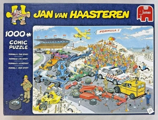 Jumbo 1000 St. Puzzle Jan van Haasteren Formule 1 : Le dépar, Envoi, 500 à 1500 pièces, Comme neuf, Puzzle
