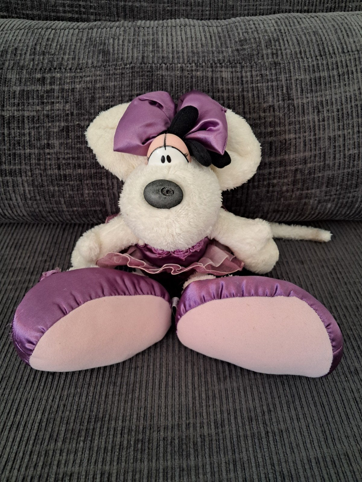 Grande peluche Diddlina (Diddl) ballerine mauve 32 cm, Collections, Enlèvement ou Envoi, Diddlina, Utilisé, Peluche