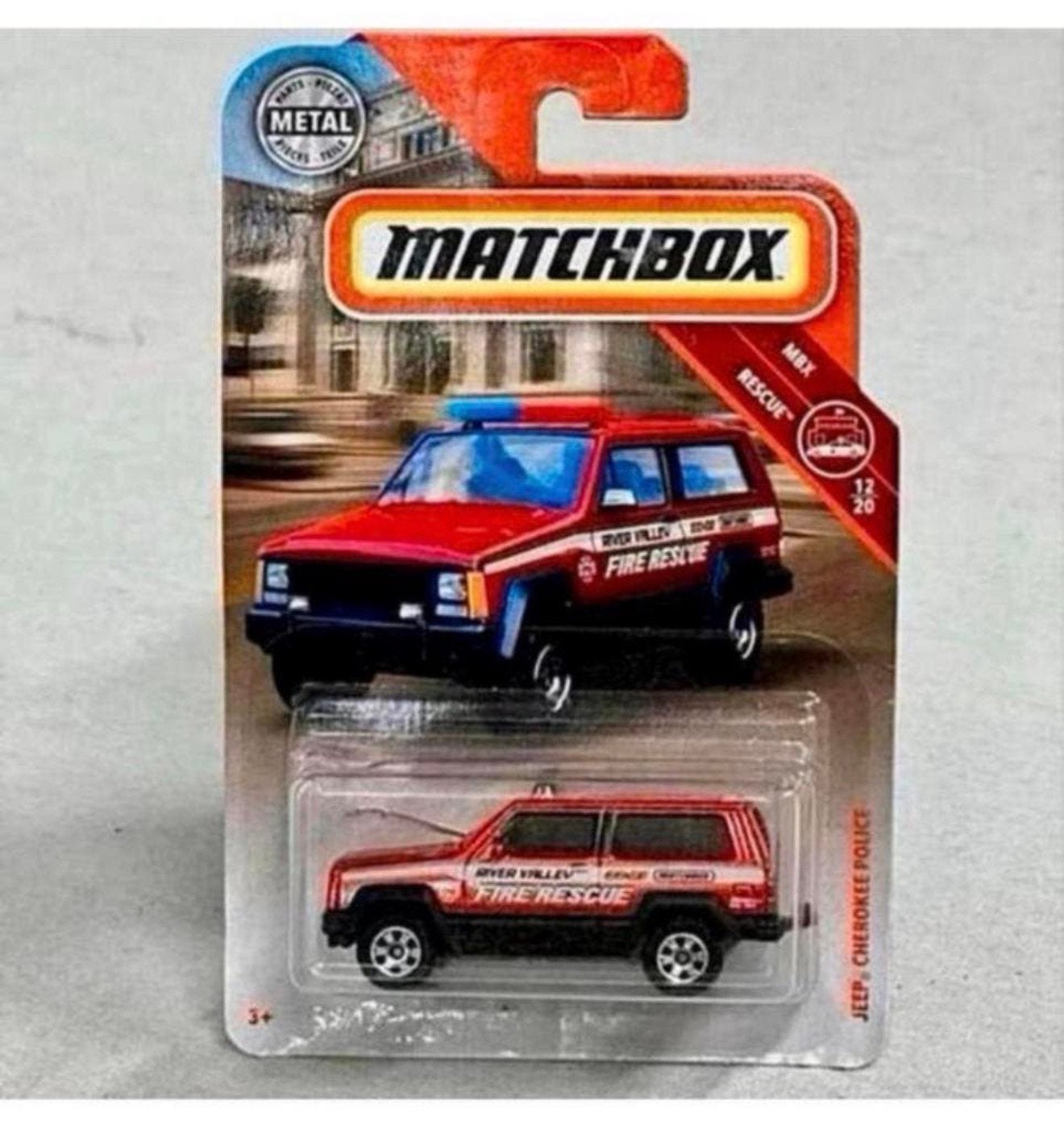Matchbox MB 574 Jeep Cherokee Police Fire Rescue Metal 1:64, Enlèvement ou Envoi, Neuf, Voiture