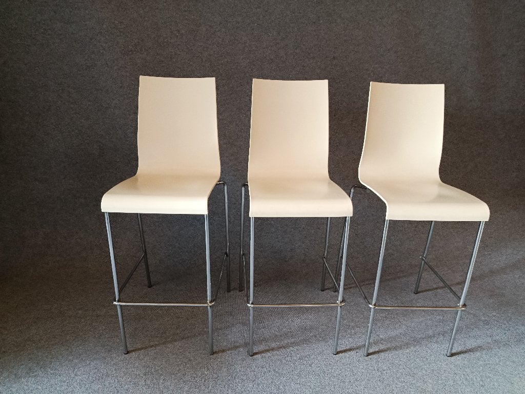 CHAISES DE BAR DESIGN PAPATYA - crème - structure chromée, Maison & Meubles, Enlèvement, Comme neuf, Autres couleurs