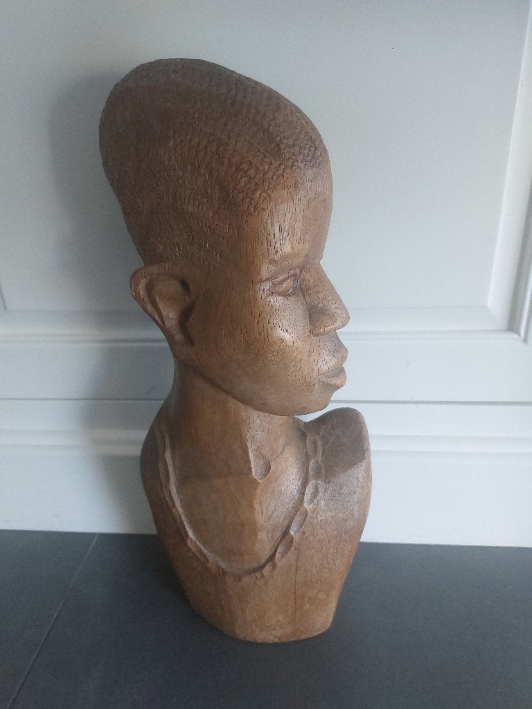Houten hoofd dame, Antiek en Kunst, Kunst | Beelden en Houtsnijwerken, Ophalen of Verzenden, Beeld, Hout, Bruin