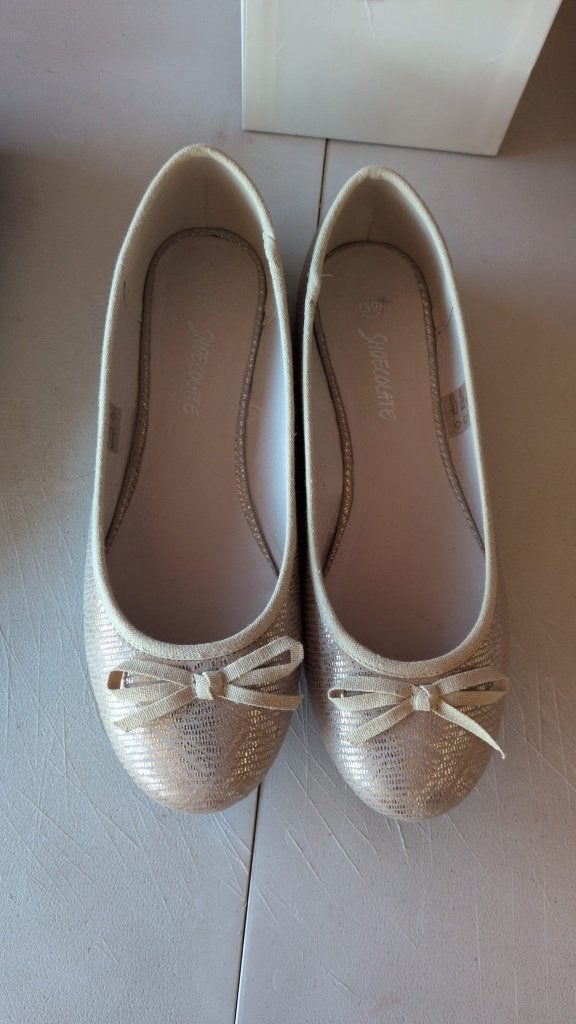ballerines dorées - 39 - 9€, Enlèvement ou Envoi, Autres couleurs, Porté, Ballerines