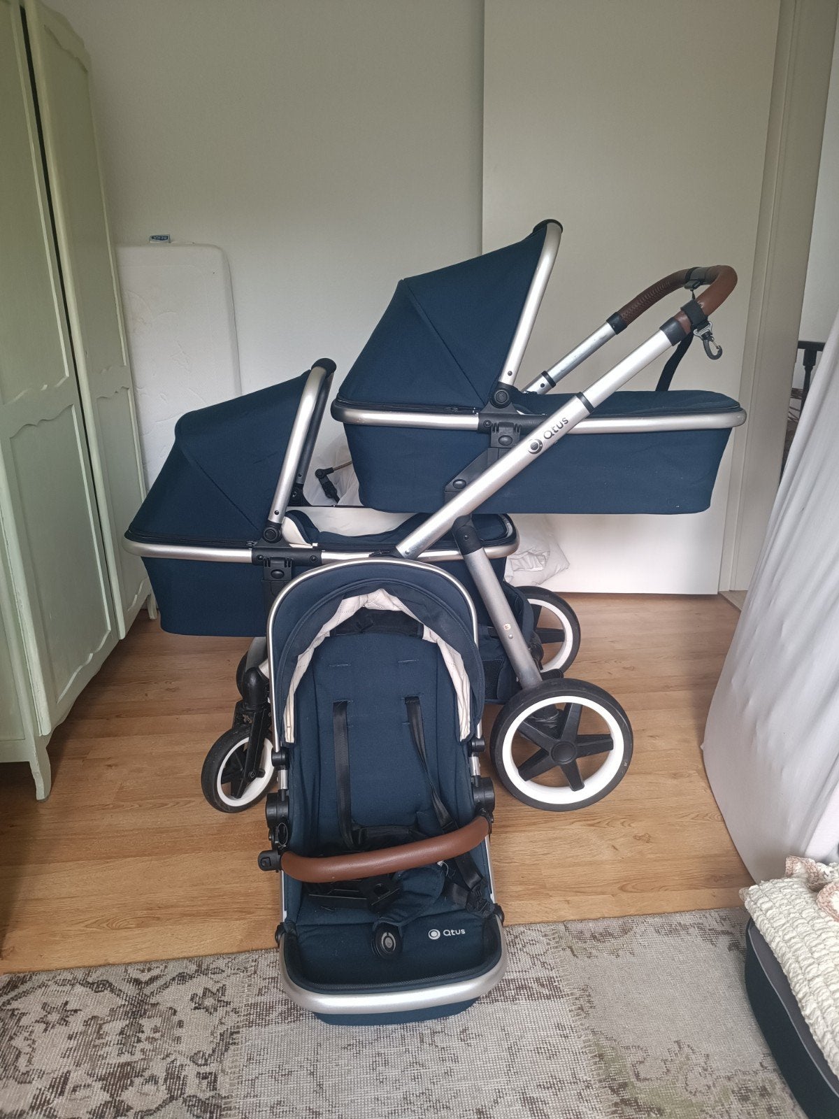 Dubbele kinderwagen tweeling of baby + peuter, Ophalen