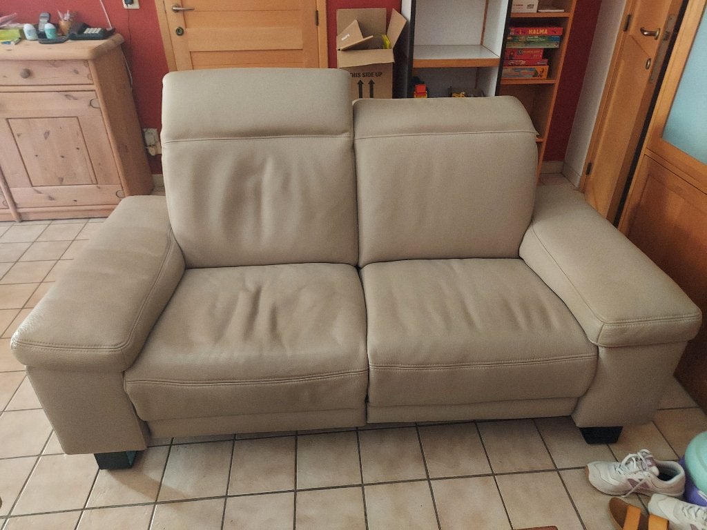 ledern zetel 2 zit, Huis en Inrichting, Ophalen, Gebruikt, 150 tot 200 cm, Tweepersoons