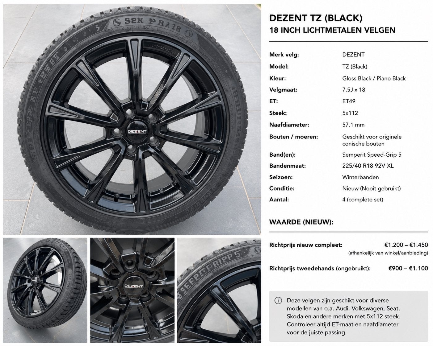 Dezent velgen zwart 5 x 112 Nieuw!, Auto-onderdelen, Ophalen, Velg(en)