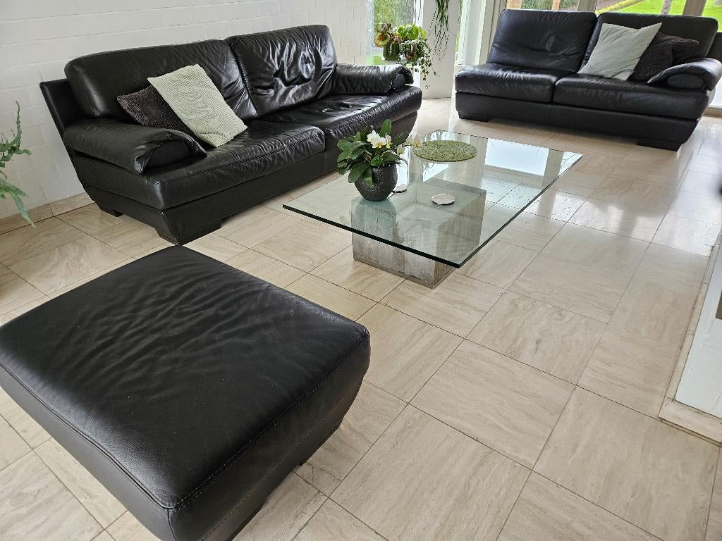 Lederen salon Natuzzi, Huis en Inrichting, Zetels | Complete zithoeken, Gebruikt, Leer, Ophalen