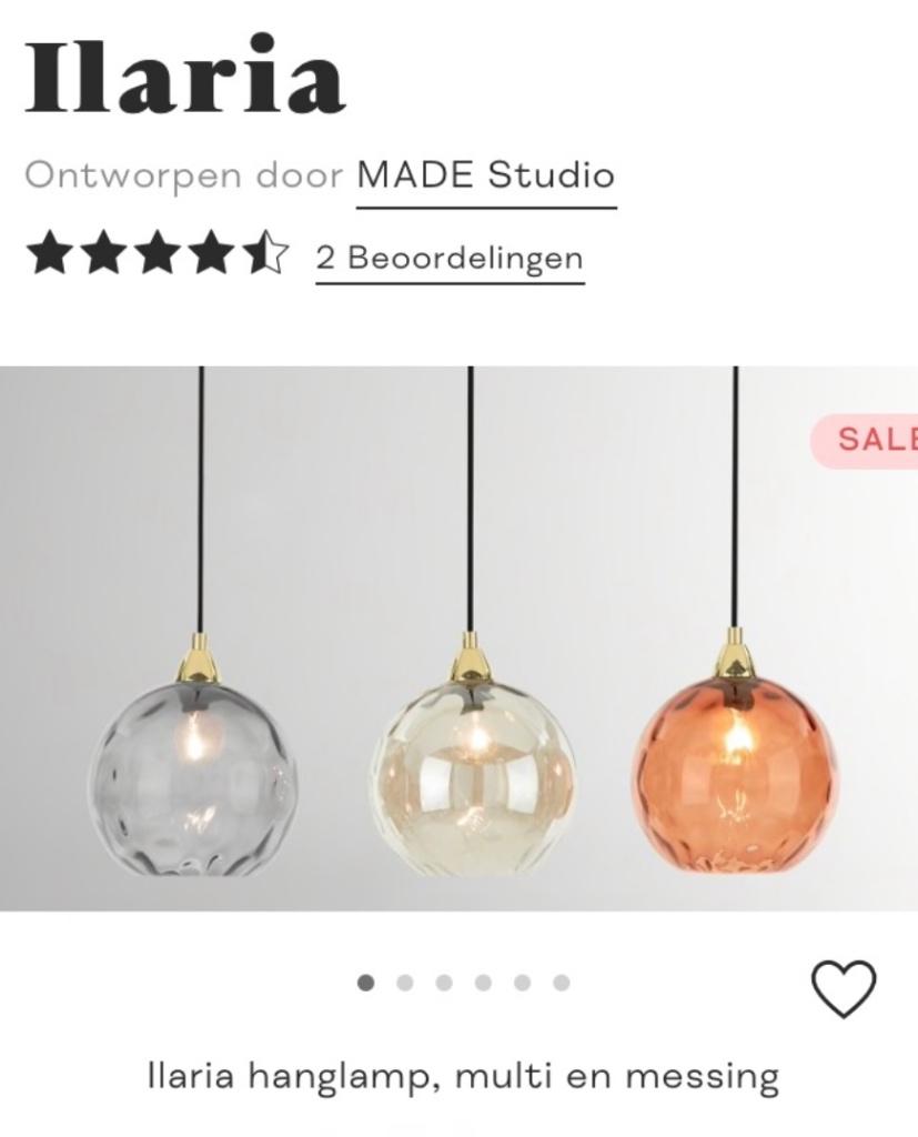 Hanglamp Ilaria Made, Huis en Inrichting, Lampen | Hanglampen, Ophalen, Zo goed als nieuw, Glas, 75 cm of meer