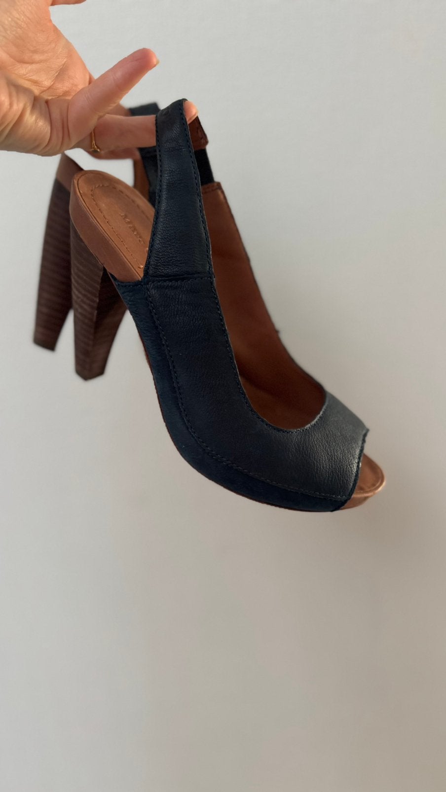 Marc O’Polo peeptoe hakken - maat 37, Kleding | Dames, Ophalen, Zo goed als nieuw, Blauw