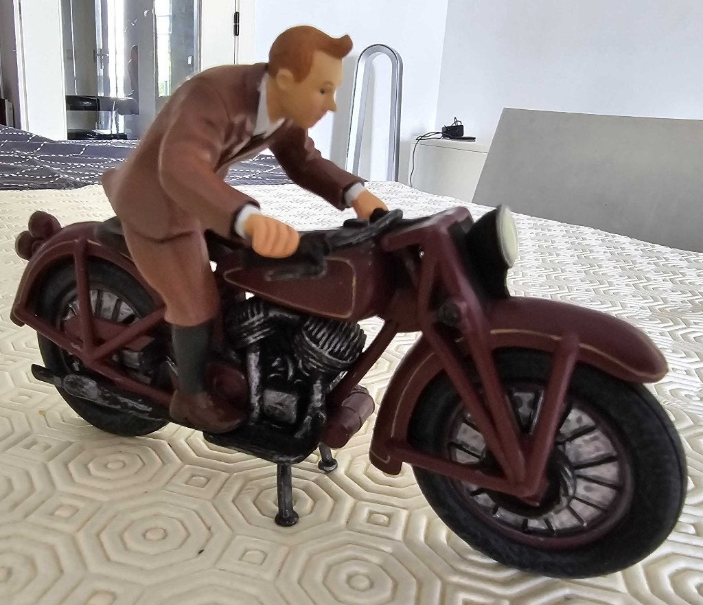 Kuifje op de motor / Tintin en moto figurine 2011 Plastoy, Enlèvement ou Envoi, Tintin, Comme neuf, Statue ou Figurine