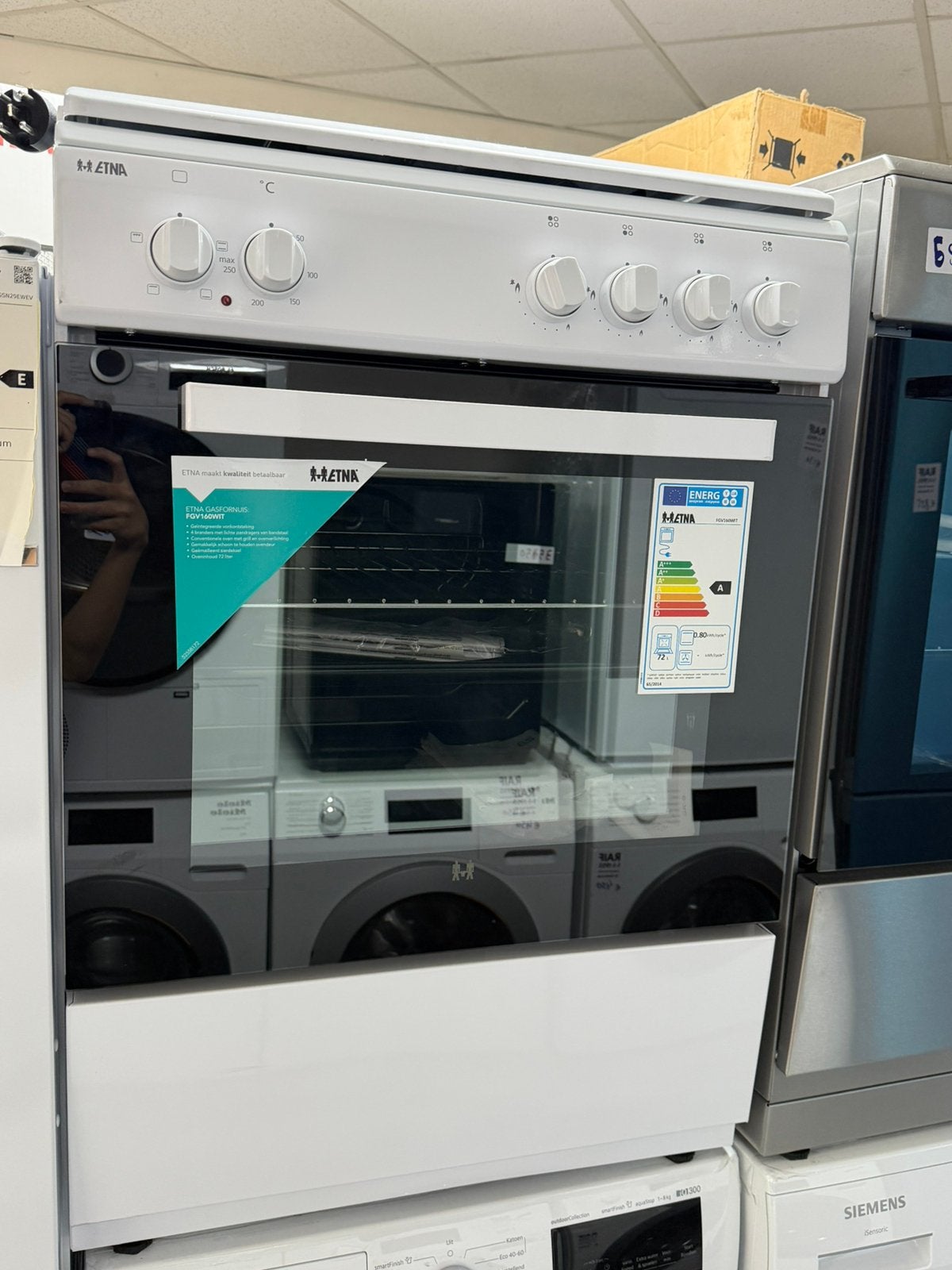 ETNA FGV160WIT Gas-Elektrisch Fornuis A++ Nieuw, Electroménager, Fours, Neuf, Enlèvement ou Envoi, Vapeur, 45 à 60 cm