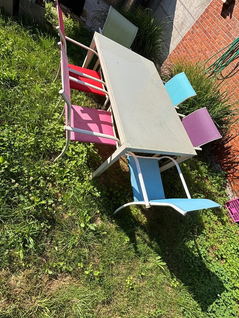 Tuintafel met 6 stoelen, Ophalen, Gebruikt, 6 zitplaatsen, Tuinset