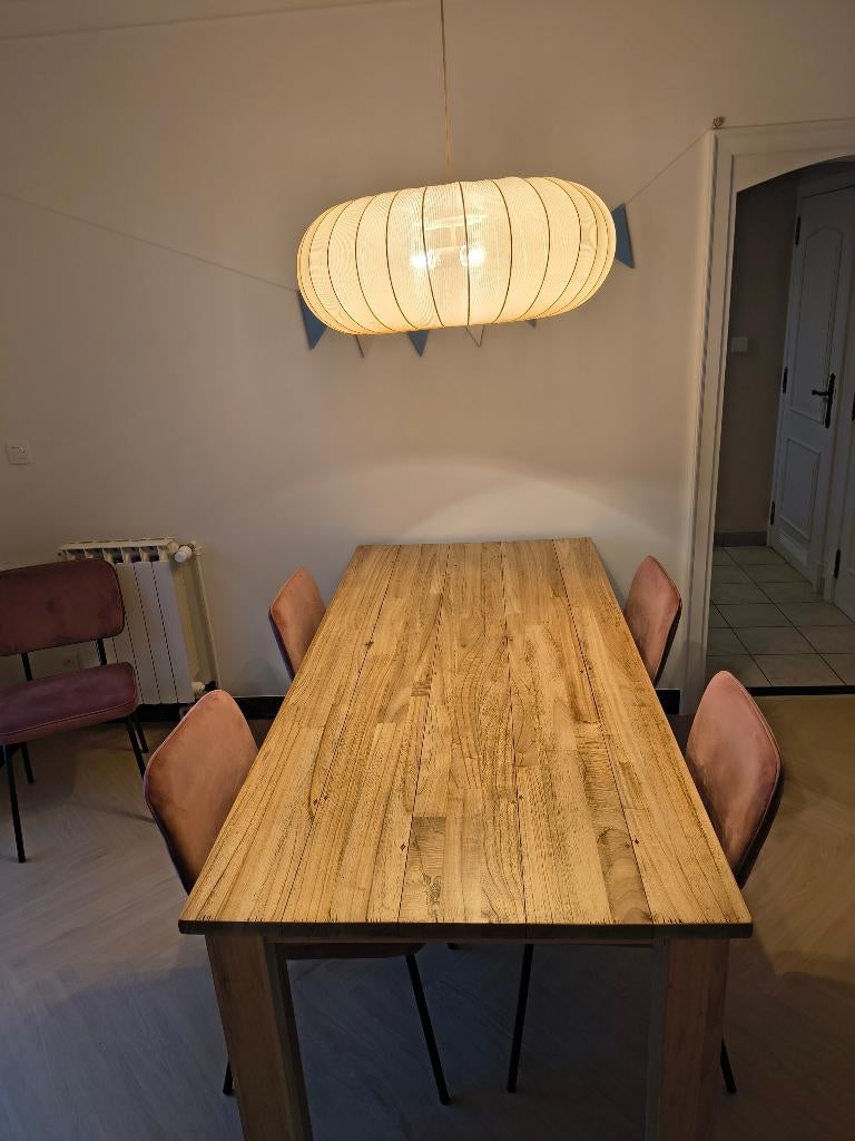 Massief eiken eettafel 1,9m, Ophalen, Gebruikt, Eikenhout, 50 tot 100 cm