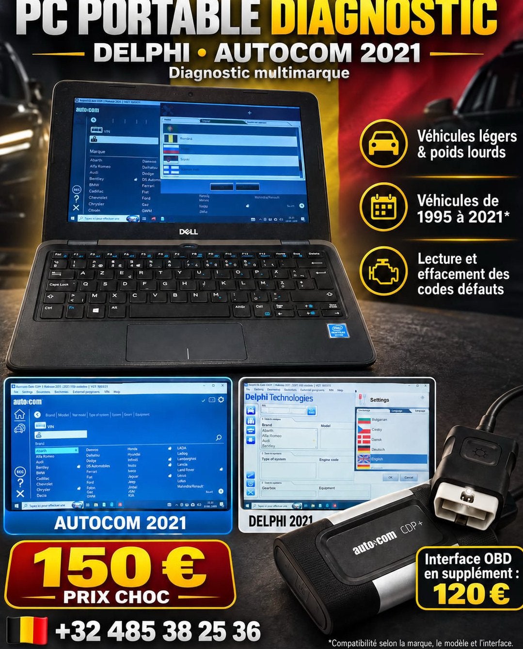 Pc portable diagnostique (delphi,autocom2021), Enlèvement ou Envoi