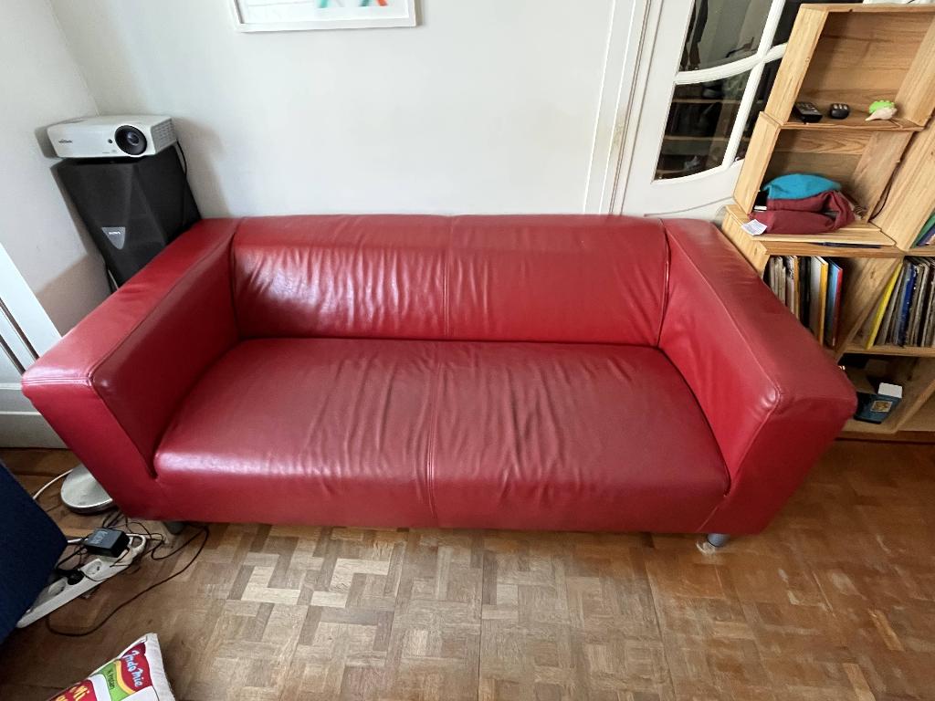 2 canapés similicuir, 75 à 100 cm, Vintage, Enlèvement, Utilisé