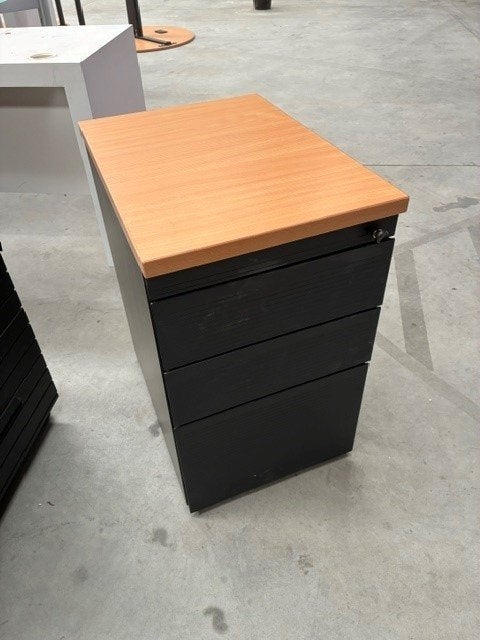metalen ladeblok met houten blad, Huis en Inrichting, Ophalen, Minder dan 50 cm, Gebruikt, 3 of 4 laden