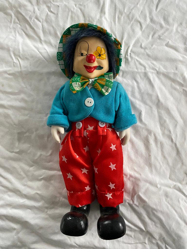 Vintage Muzikale Porseleinen Clownpop – Met Opwindmechanisme, Verzamelen, Poppen, Zo goed als nieuw, Pop, Ophalen