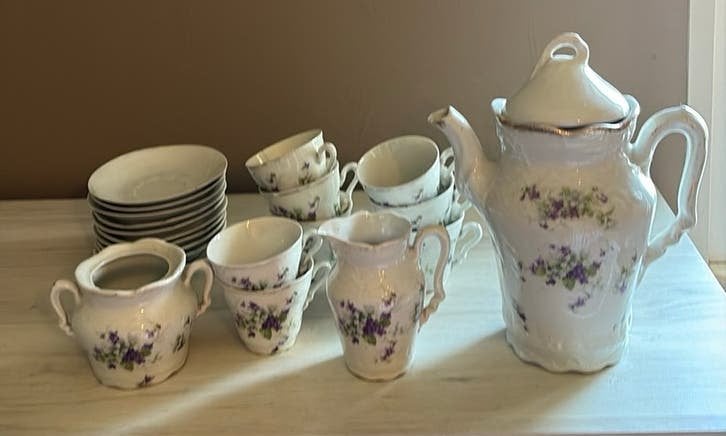 Vaisselle violette vintage romantique Art Nouveau Jugendstil, Enlèvement ou Envoi