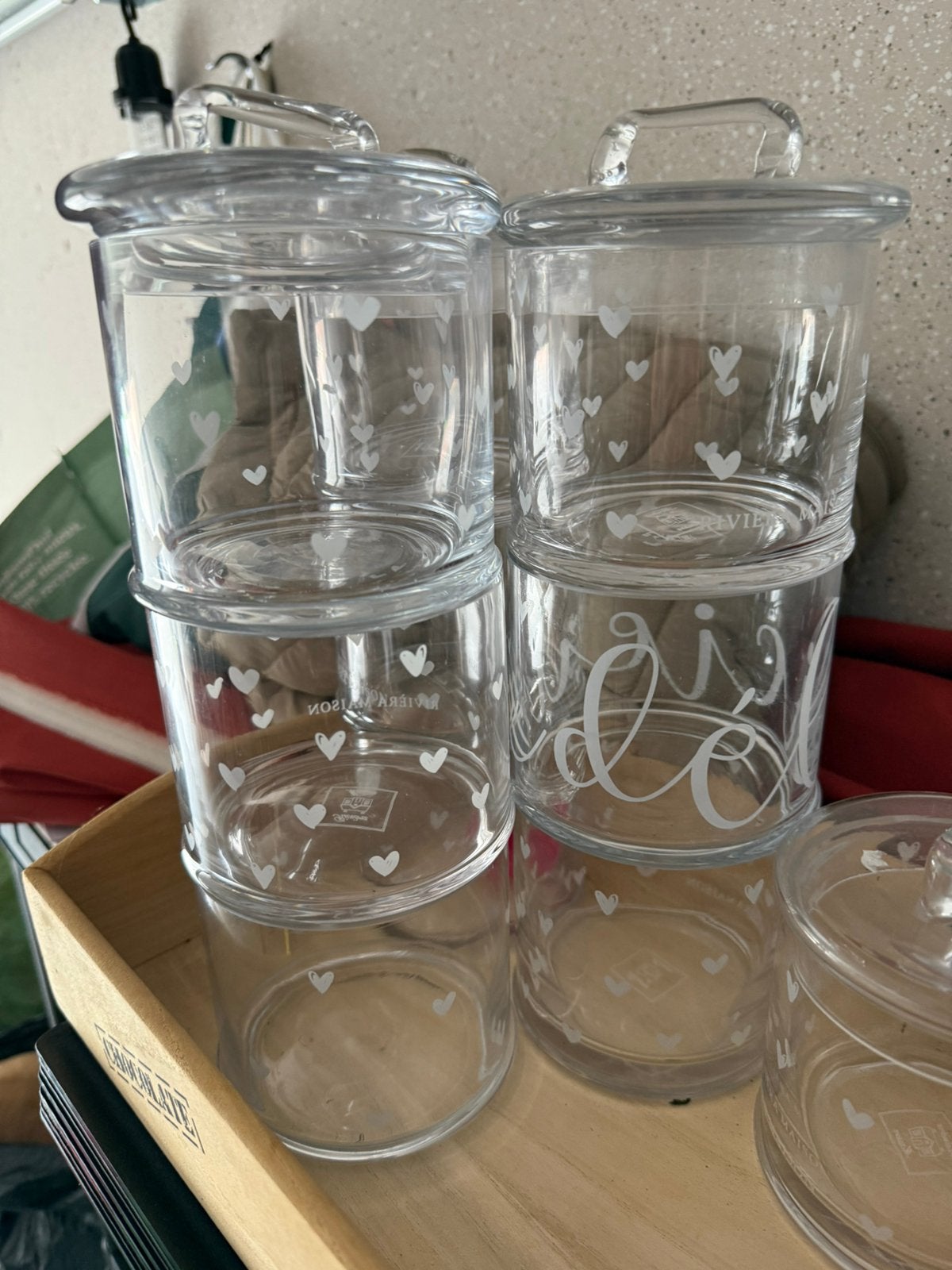 3glazen potjes met deksel voor koekjes  merk river deal, Ophalen, Zo goed als nieuw