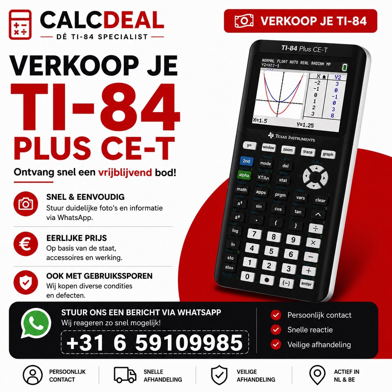 Verkoop je TI-84 Plus CE-T | Ontvang snel een bod, Diversen, Rekenmachines, Ophalen of Verzenden, Grafische rekenmachine, Gebruikt