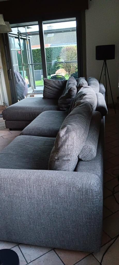 Grijze grote zetel, Maison & Meubles, 100 à 125 cm, 300 cm ou plus, Comme neuf, Enlèvement