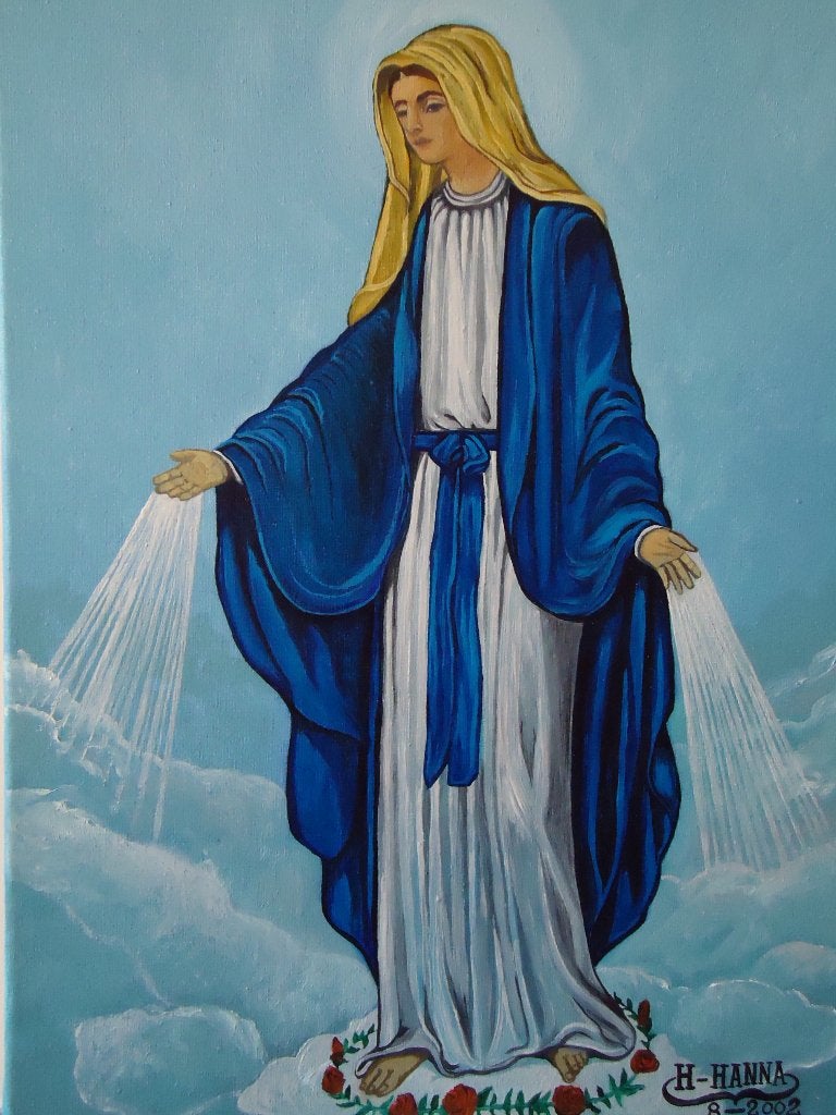 Peinture Vierge Marie, Signée joky kamo 2002, Antiquités & Art, Art | Peinture | Classique, Enlèvement
