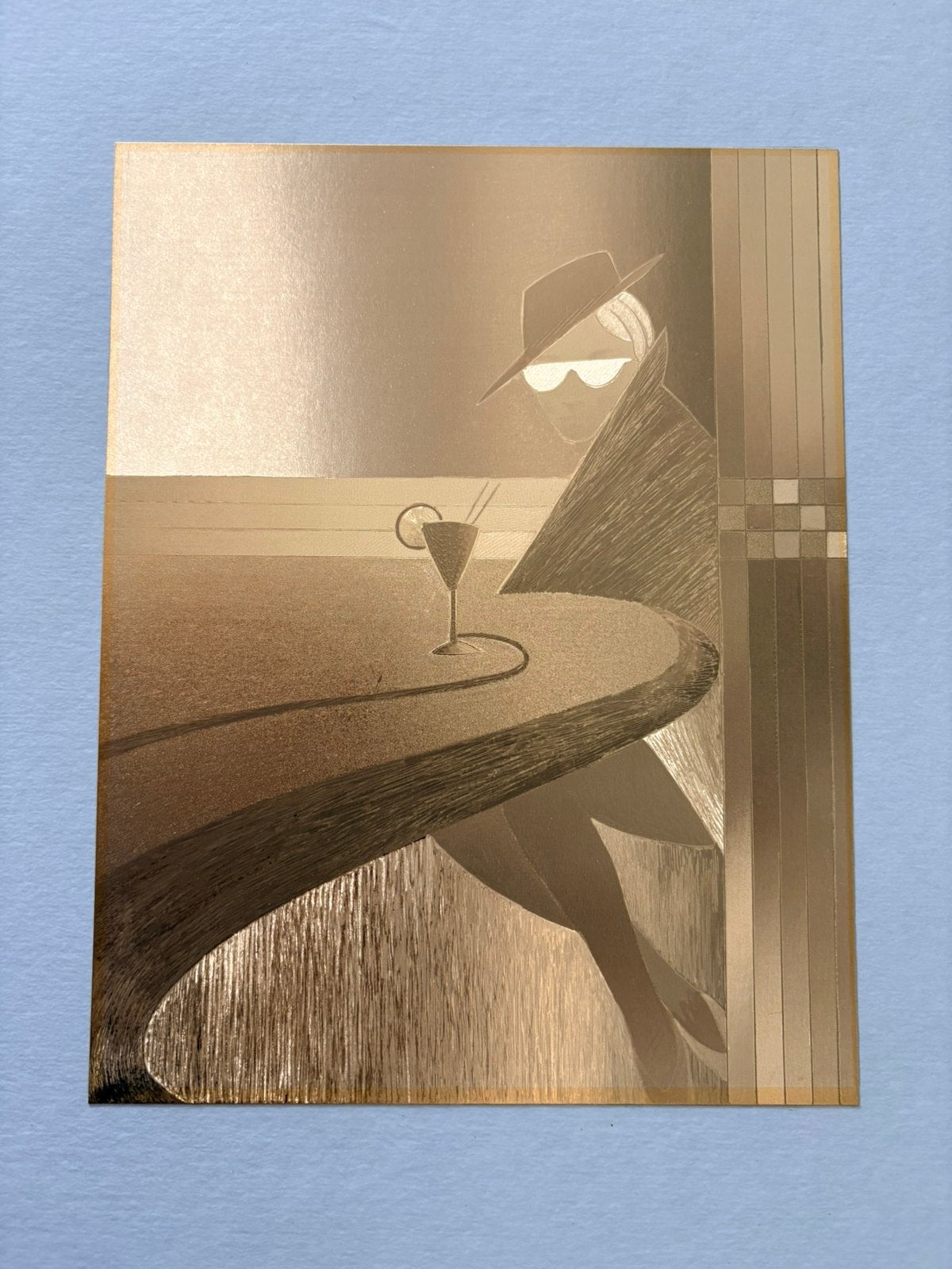 Prachtige Vintage Art Deco Heliogravure "Femme au Cocktail", Ophalen, Zo goed als nieuw