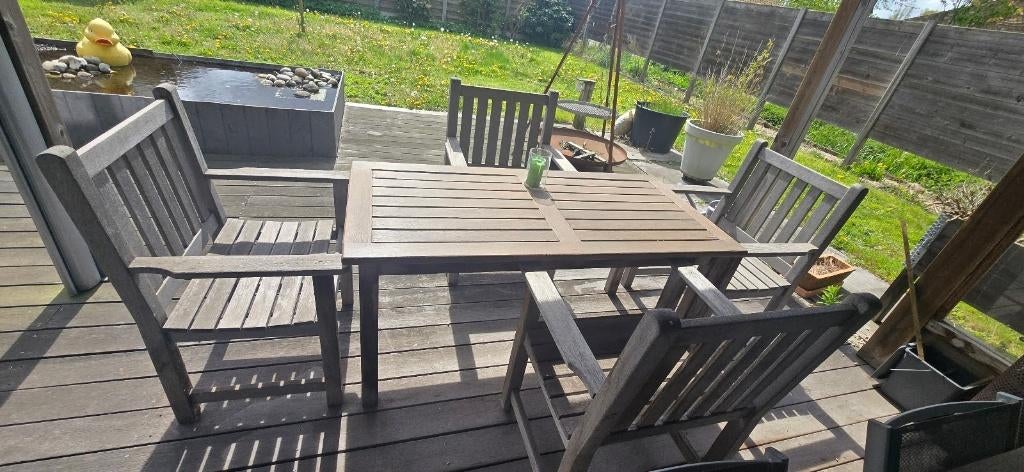 Houten tuintafel met houten stoelen, Ophalen, Hout