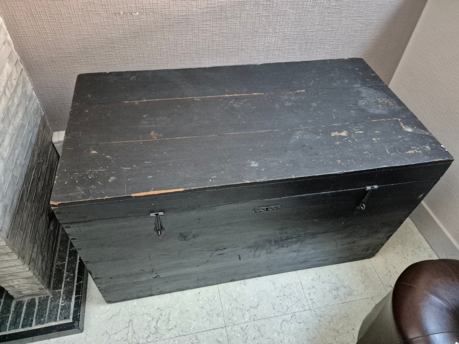 Super mooie houten koffer, Ophalen